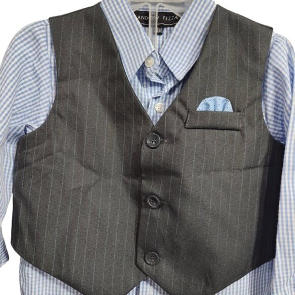 Andrew Fezza 3 Piece Vest, Shirt, Pinstripe Pant Suit Boys 24 Month NWT - Picture 3 of 10